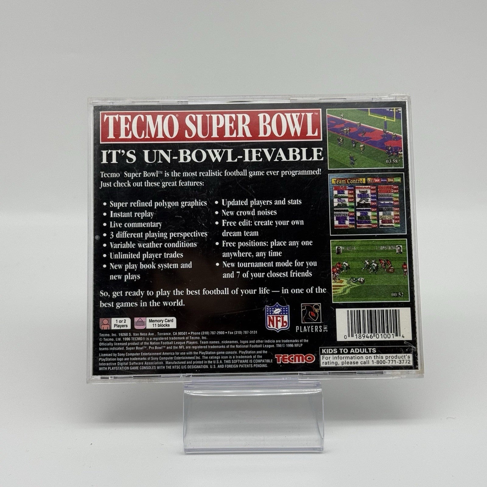 Tecmo Super Bowl (Sony PlayStation 1, 1996) PS1, Complete CIB Tested Working3
