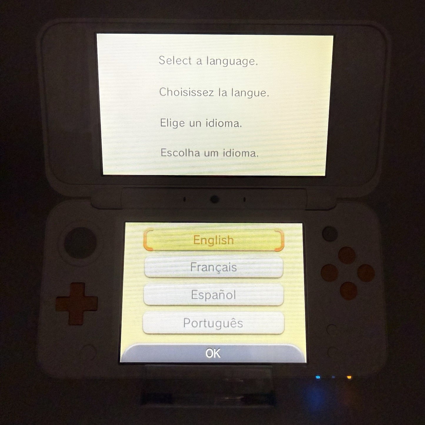 “new” Nintendo 2DS 3DS XL Console White Orange Console, Charger, Box - Tested3