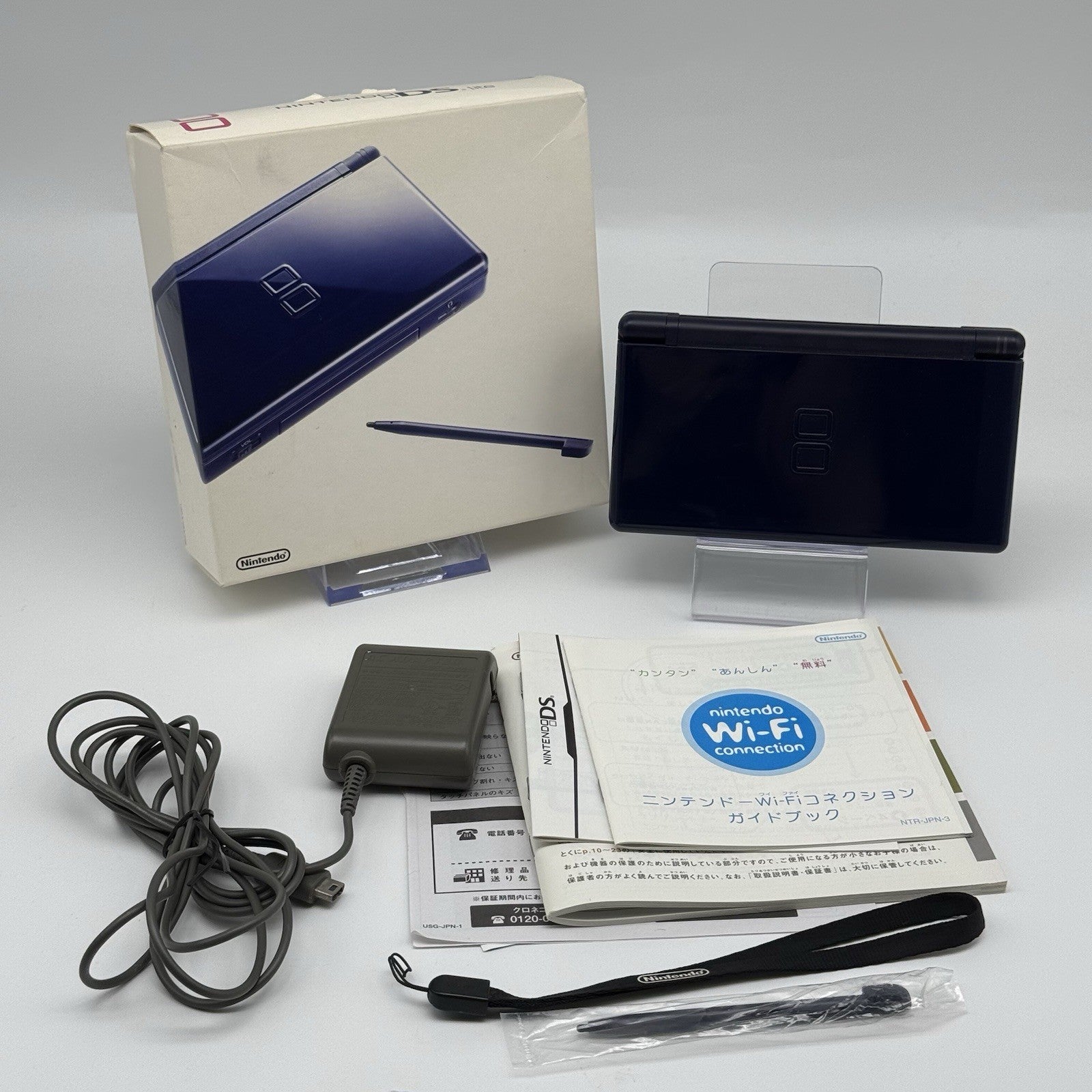 Japan Exclusive Enamel Navy Nintendo DS Lite Handheld Console CIB In Box Tested0