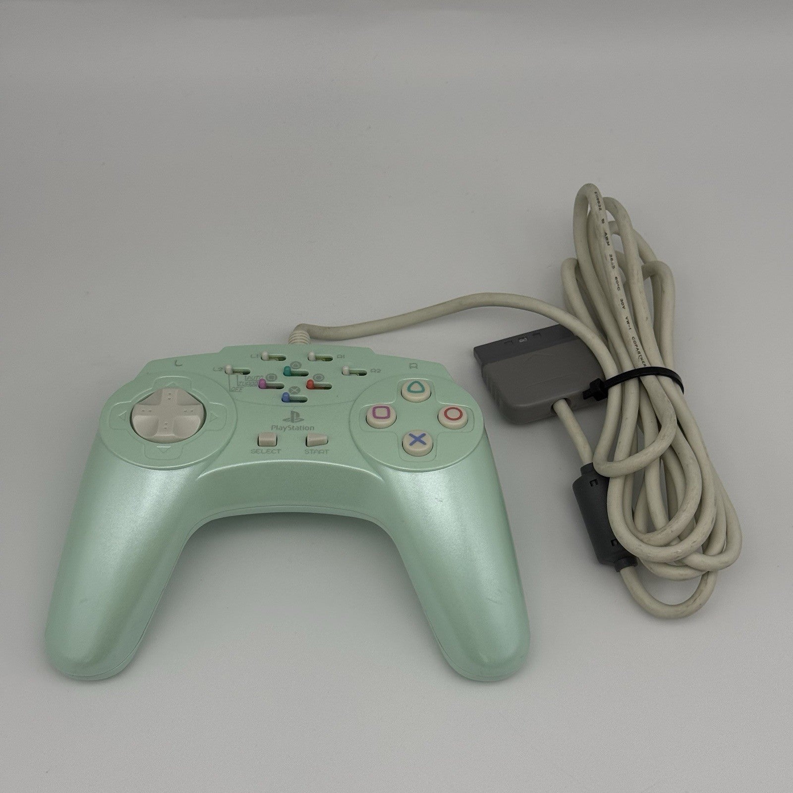 PS1 ASCII Sony PSX Playstation Turbo Fire Rapid Motion Turquoise Controller Rare0