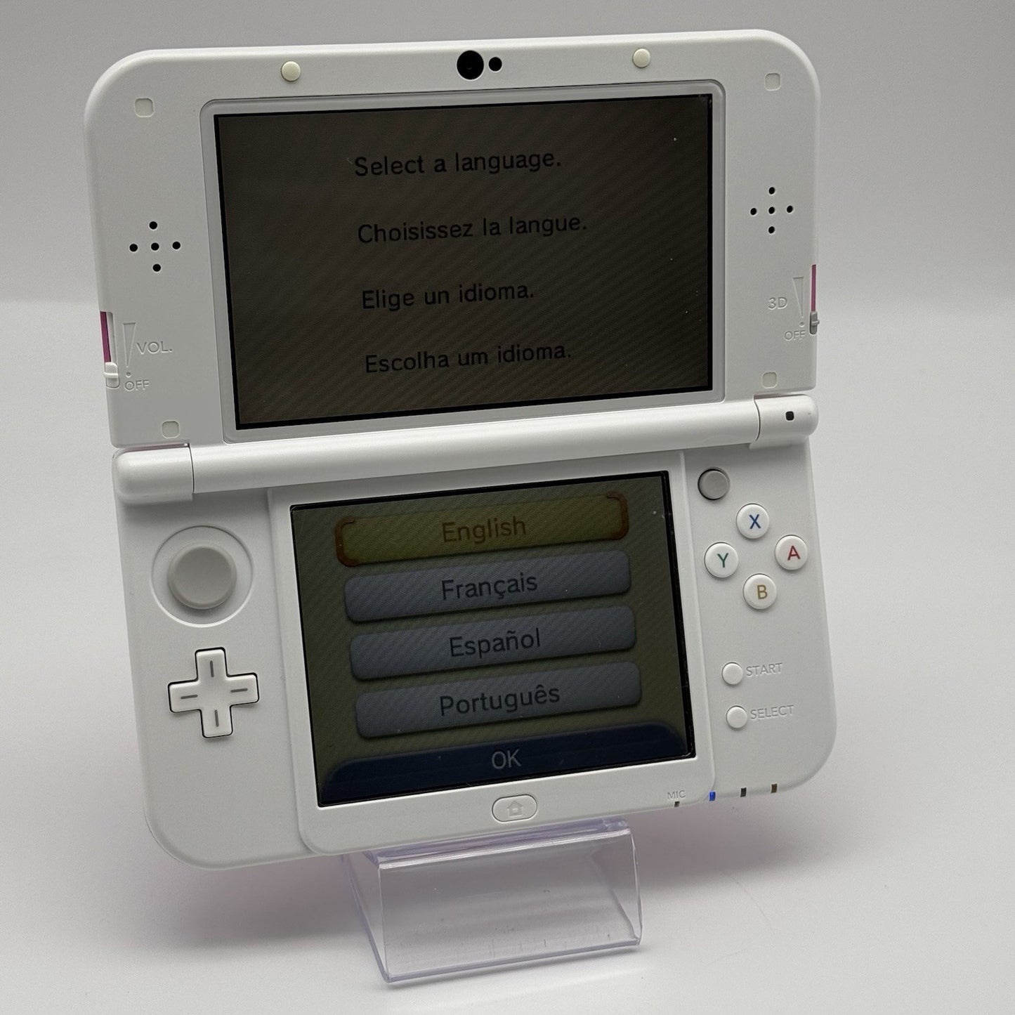 “new” Nintendo 3DS XL/LL Pink White Console Bottom IPS Region Free CIB w/Box USA2