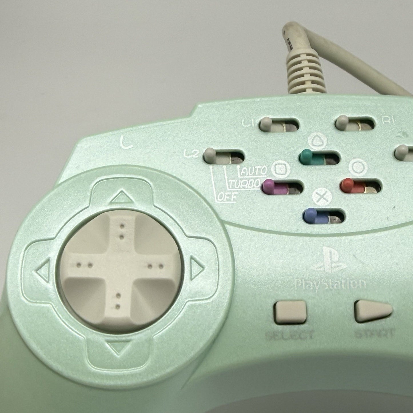 PS1 ASCII Sony PSX Playstation Turbo Fire Rapid Motion Turquoise Controller Rare1