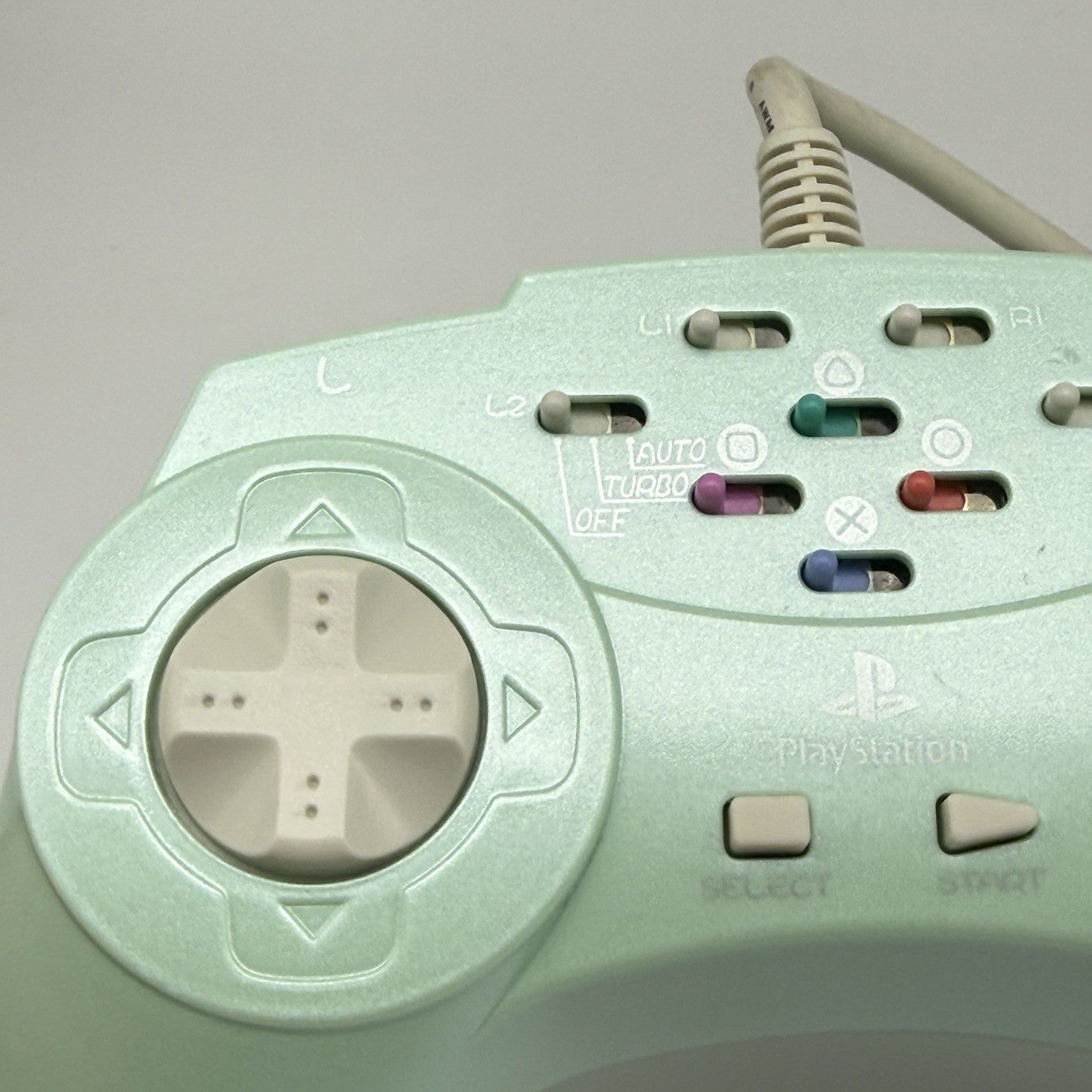 PS1 ASCII Sony PSX Playstation Turbo Fire Rapid Motion Turquoise Controller Rare1