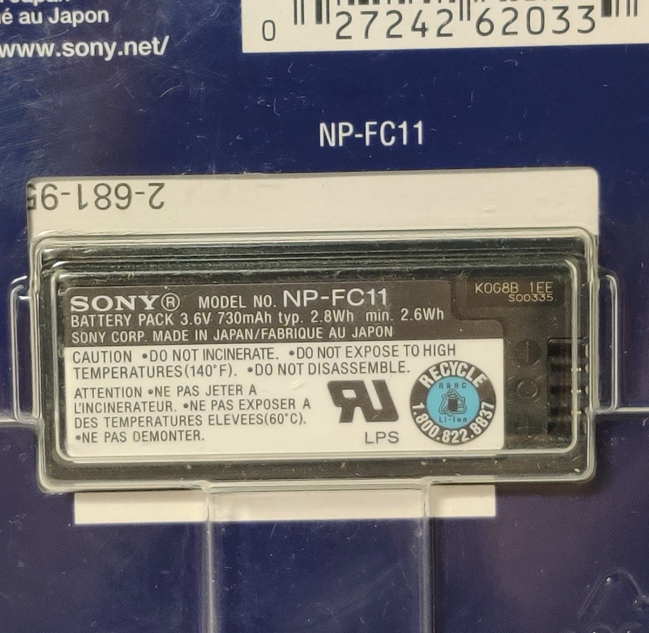ORIGINAL Sony NP-FC11 STAMINA C-Type Battery 2.8Wh Cyber-Shot DSCP8 DSCP10 DSCV12