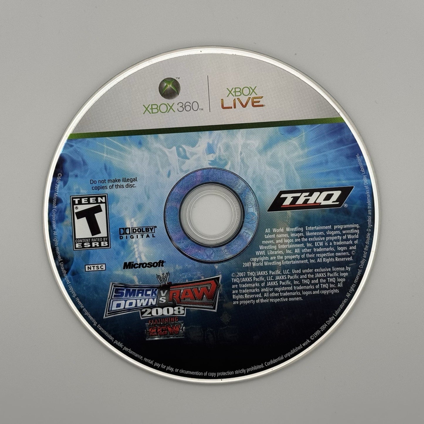 WWE SmackDown vs. Raw 2008 Featuring ECW - Xbox 360 Disc Only Untested0