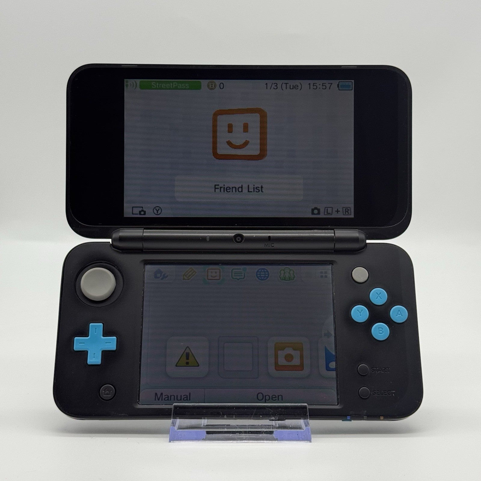 “new” Nintendo 2DS XL Console Black Turquoise w/Charger - Tested Working2