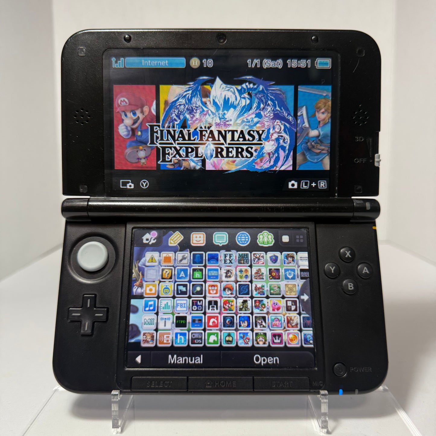 3DS XL [850+ Games] (128GB) - Super Smash Bros. Blue Edition