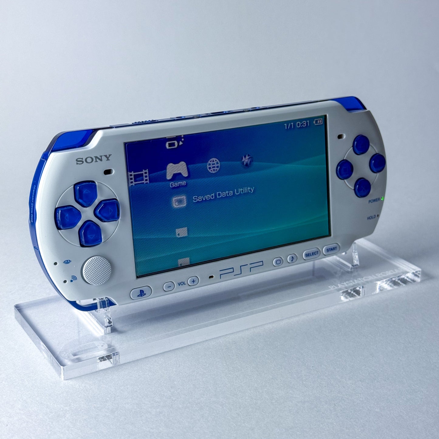 PSP 3000 - White & Blue Console With Box